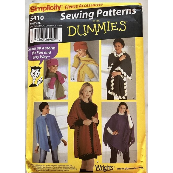 Simplicity Pattern 5410 Fleece Accessories Hat Scarf Shawl Wrap & Mittens 3 Szs - Picture 1 of 3
